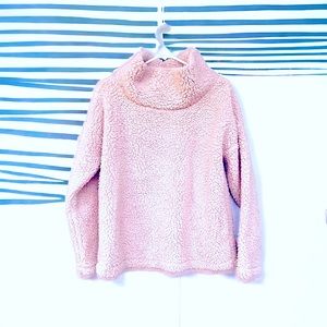 A New Day Fluffy Oversized Cowl Neck Blush Pink Sherpa Sweater | Women’s Sz Lg